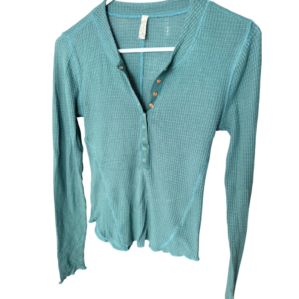 Free People Intimately One Of The Girls Henley Thermal Teal Size S
